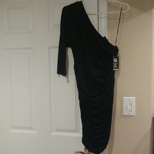 One shoulder black dress